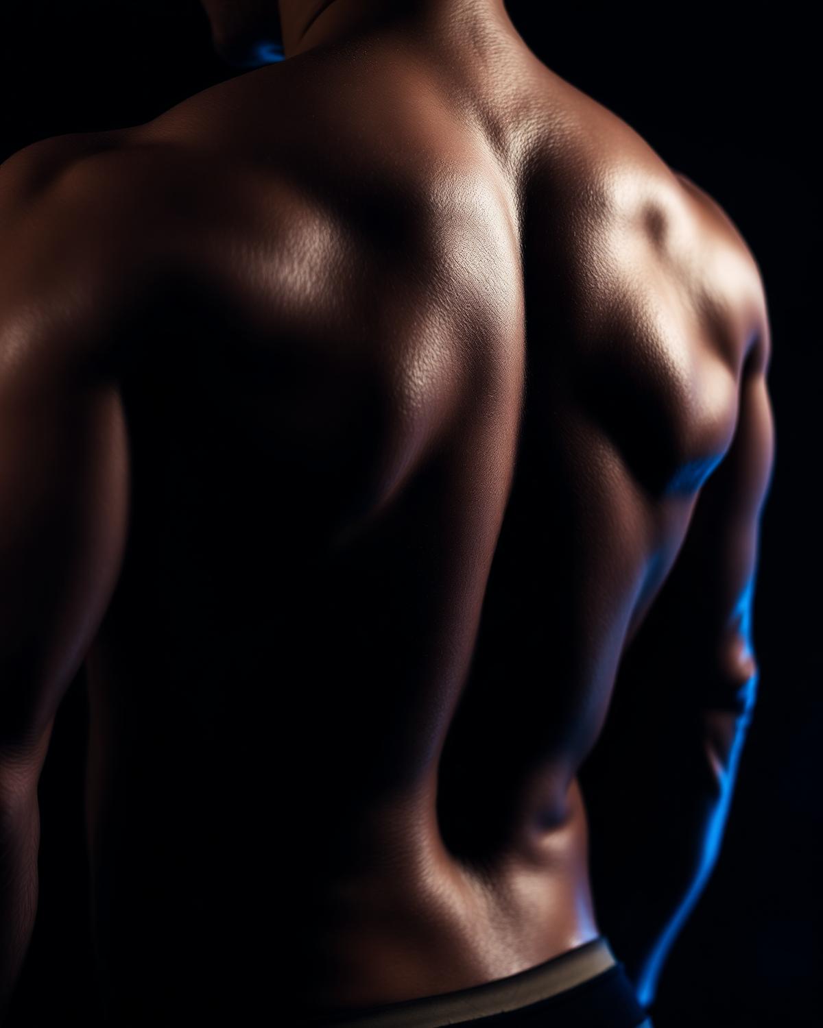 Athlete back muscles portrait